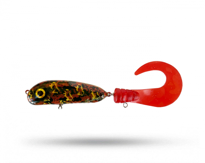 Brunnberg Lures BB Tail Shallow - Red MotorOil Tiger Stripe i gruppen Fiskedrag / Tailbeten hos Örebro Fiske & Outdoor AB (BB Tail Red M Burbot)